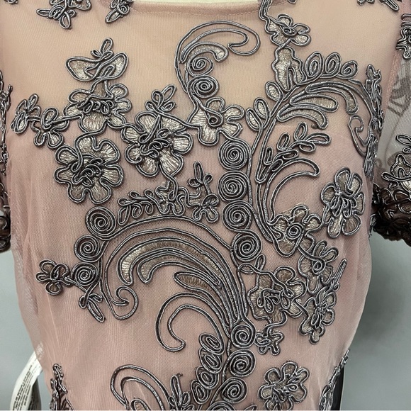 JS COLLECTION Pink Soutache Short Sleeve Full-Length Formal Dress / Gown - NWT - Picture 8 of 17